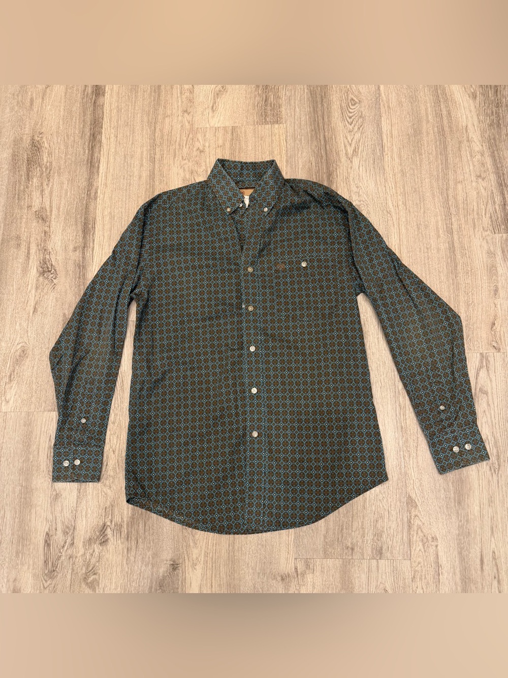 Wrangler Geometric Print Western Button Down Shirt Small
